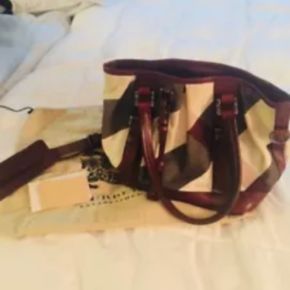Burberry Check/Brown Leather Saddle Bag